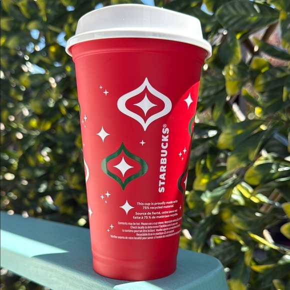 Starbucks Festive Red Tumbler with White Accents Set of 2 - Picture 5 of 6